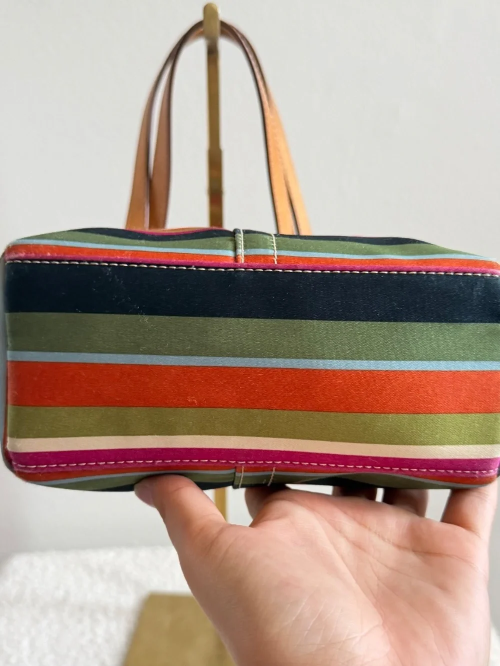 Vintage Coach Legacy Stripe Satin Mini Tote